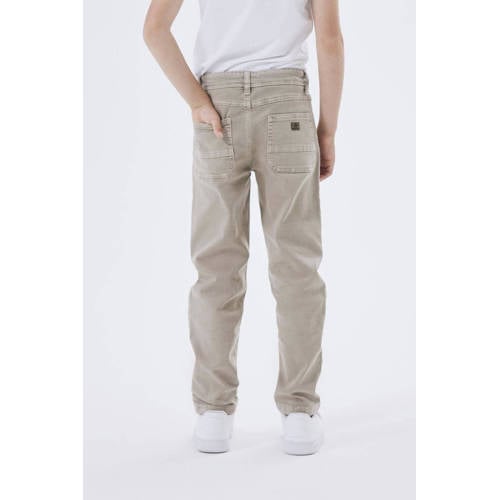 name it KIDS tapered fit broek NKMSILAS beige Jongens Stretchkatoen Effen 152