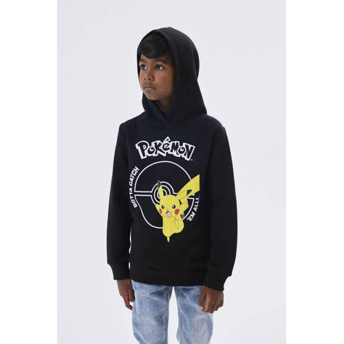 name it KIDS Pokemon hoodie NKMNOSCAR met printopdruk zwart Sweater Printopdruk 146 152