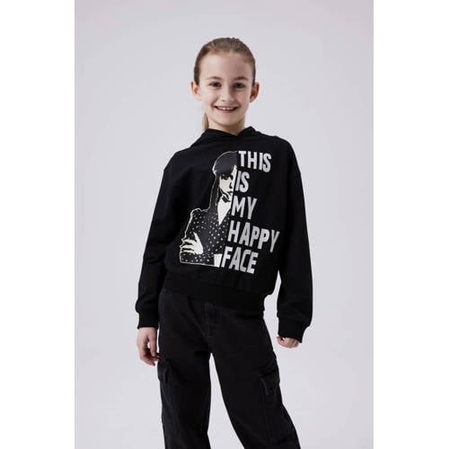 name it KIDS hoodie NKFJXEMI WEDNESDAY met printopdruk zwart Sweater Printopdruk 146 152