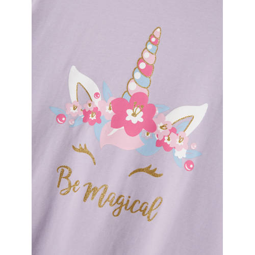 name it KIDS pyjama NKFNIGHTSET MAGICAL lila Paars Meisjes Stretchkatoen Ronde hals 158 164