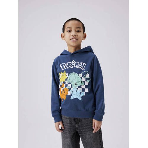 Name it KIDS Pokemon hoodie NKMJISTER met printopdruk blue denim Sweater Blauw 134 140