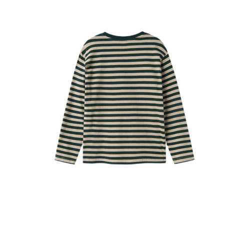 name it KIDS gestreepte longsleeve NKMSALMO beige zwart Jongens Katoen Ronde hals 122 128