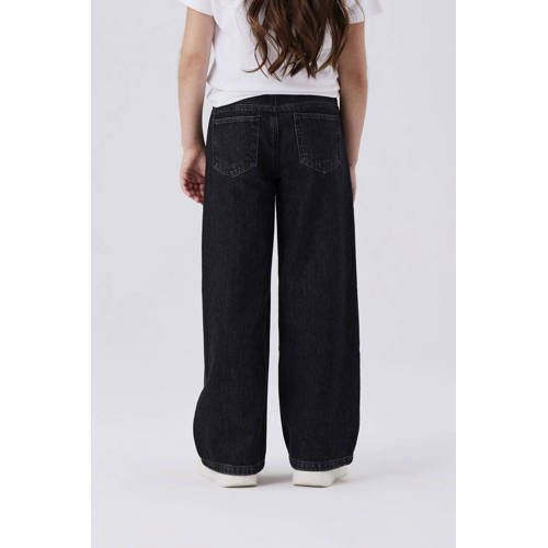 name it KIDS wide leg jeans NKFROSE dark grey denim Grijs Effen 122