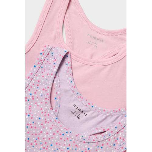 name it KIDS bh top NKFSHORT TOP DOT set van 2 lila roze Paars Meisjes Stretchkatoen 146 152