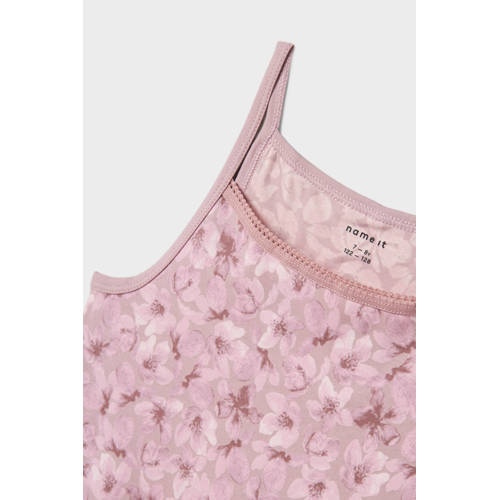 name it KIDS singlet NKFSTRAP TOP set van 2 paars mauve Hemd Meisjes Stretchkatoen Ronde hals 134 140