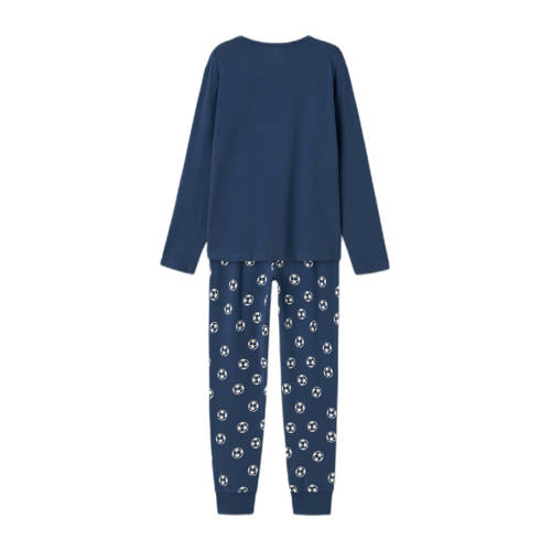 name it KIDS pyjama NKMNIGHTSET FOOTBALL donkerblauw wit Jongens Stretchkatoen Ronde hals 158 164