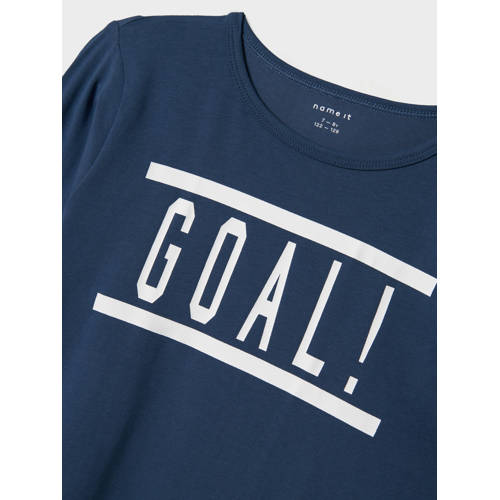 name it KIDS pyjama NKMNIGHTSET FOOTBALL donkerblauw wit Jongens Stretchkatoen Ronde hals 158 164
