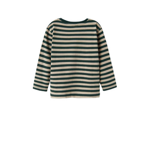 name it MINI gestreepte longsleeve NMMSALMO beige zwart Jongens Katoen Ronde hals 80