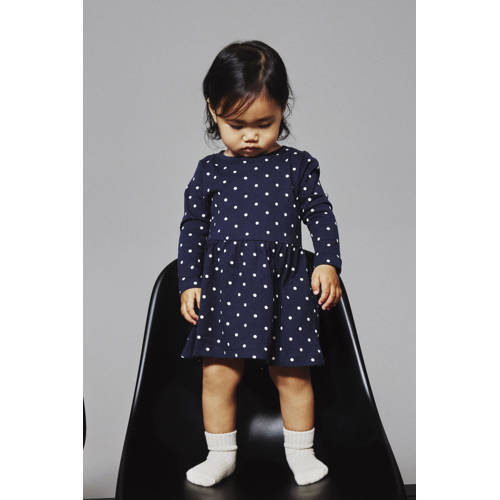 NAME IT MINI jurk NMFVIVIA met stippen donkerblauw/wit Meisjes Katoen Ronde hals - maat 86 afbeelding