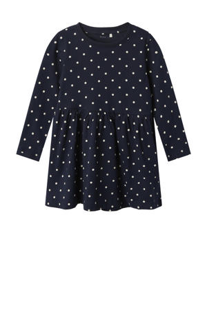 jurk NMFVIVIA met stippen donkerblauw/wit