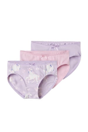 slip NMFBRIEFS HORSE - lila/roze (set van 3)