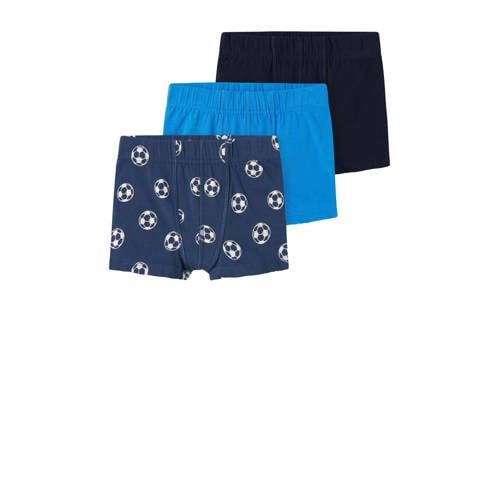 NAME IT MINI boxershort NMMTIGHTS FOOTBALL - set van 3 donkerblauw/blauw/zwart Jongens Stretchkatoen