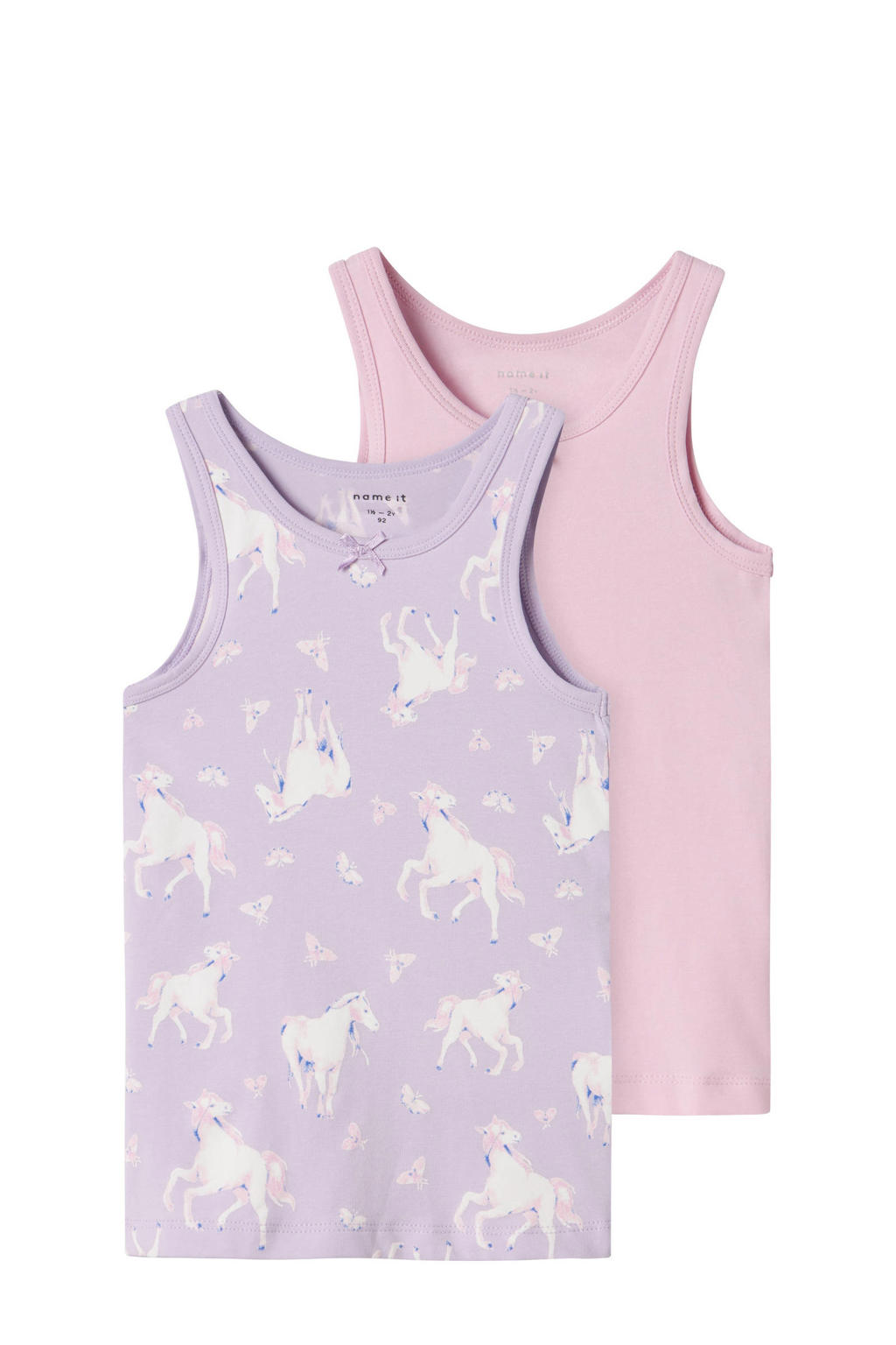 NAME IT MINI hemd NMFTANK TOP HORSE - set van 2 lila/roze