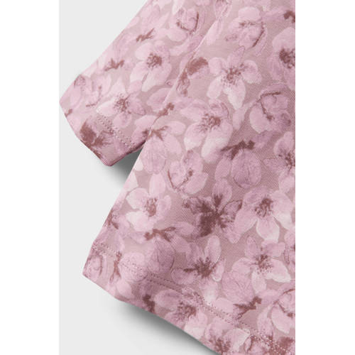 name it MINI pyjama NMFNIGHTSET FLOWER paars mauve Meisjes Stretchkatoen Ronde hals 86 92