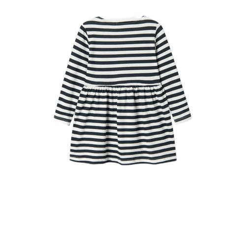 name it MINI gestreepte jurk NMFVIVIA wit donkerblauw Meisjes Katoen Ronde hals 116