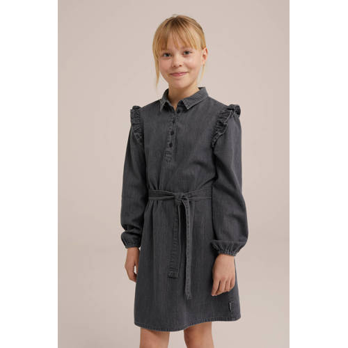 WE Fashion spijkerjurk grey denim Grijs Effen 122 128