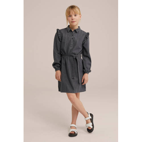 WE Fashion spijkerjurk grey denim Grijs Effen 122 128