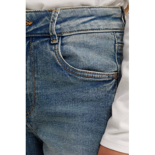 WE Fashion high waist wide leg jeans green cast denim Blauw Meisjes Stretchdenim 164