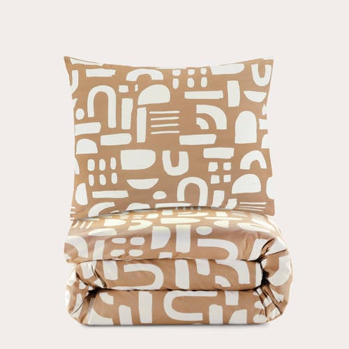 NOUS Kids katoenen dekbedovertrek 1-persoons (140x200 cm) Beige Mixprint