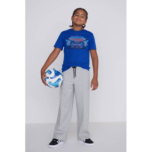 Coolcat unisex wide leg joggingbroek Misha met Plooi Blauw Jongens Katoen