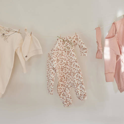 Dirkje baby boxpak met all over print lichtbruin roze ecru Meisjes Stretchkatoen Ronde hals 68