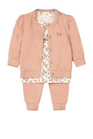 vest + longsleeve + broek roze/offwhite