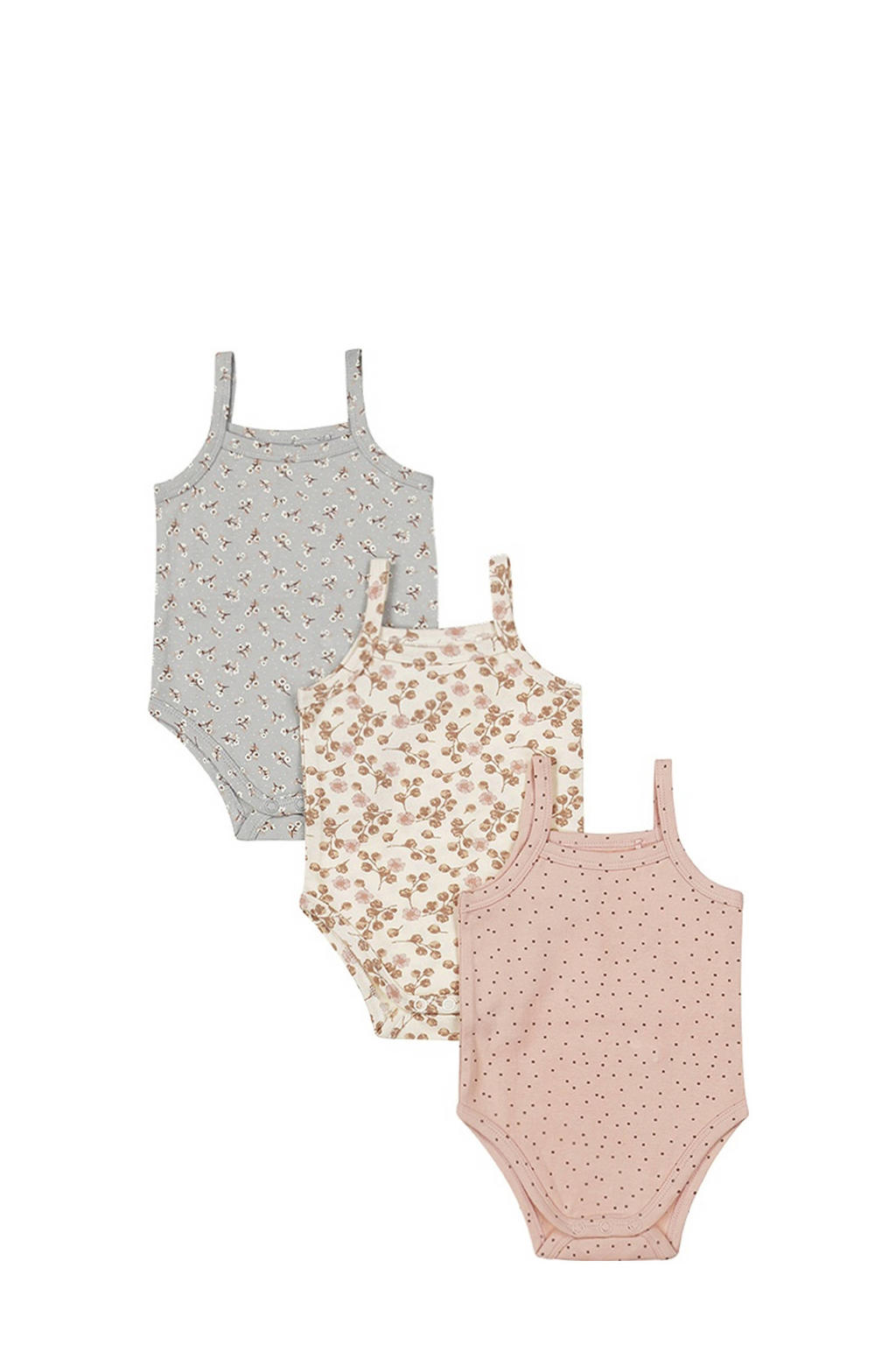 Dirkje romper - set van 3 roze/blauw/offwhite