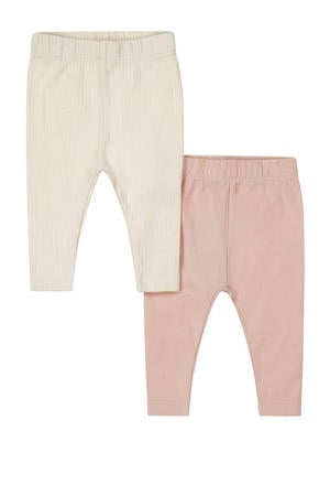babybroek - roze/ecru (set van 2)