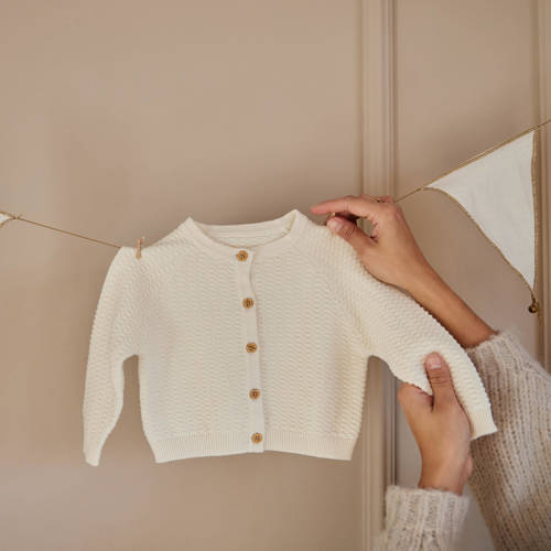 Dirkje baby gebreid vest wit Jongens Meisjes Katoen Ronde hals Effen 62
