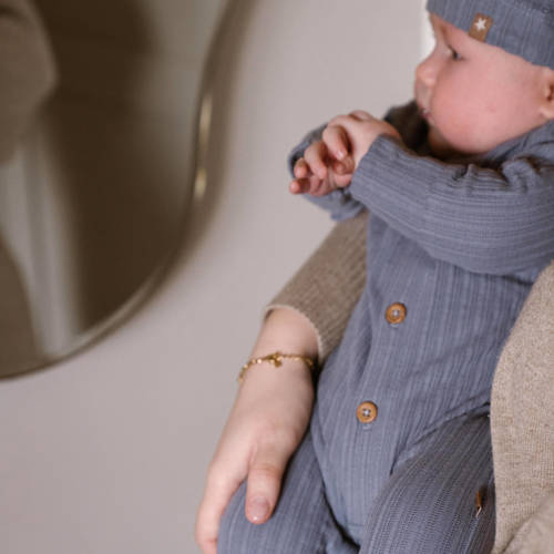 Dirkje baby boxpak blauw Jongens Stretchkatoen Ronde hals Effen 44