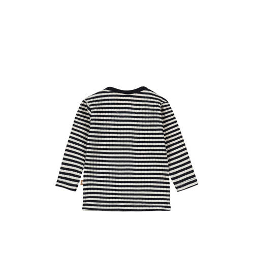 Dirkje baby gestreepte longsleeve blauw wit Jongens Stretchkatoen Ronde hals 74