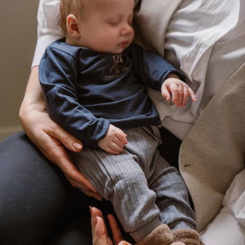 Dirkje baby longsleeve met printopdruk blauw Jongens Stretchkatoen Ronde hals 68