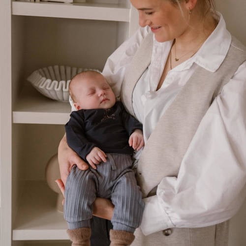 Dirkje baby longsleeve met printopdruk blauw Jongens Stretchkatoen Ronde hals 68