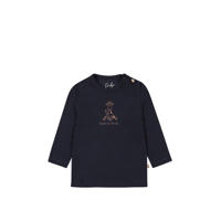 thumbnail: Blauwe jongens Dirkje baby longsleeve van stretchkatoen met printopdruk, lange mouwen, ronde hals en knoopsluiting