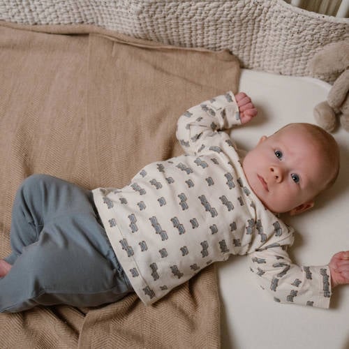 Dirkje pyjama met all over print blauw Jongens Stretchkatoen Ronde hals 50 56