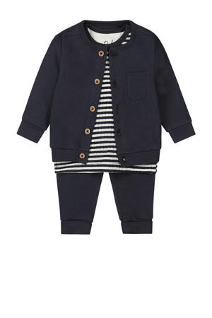 vest + longsleeve + broek blauw/wit