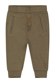 thumbnail: Groene jongens Dirkje baby broek van stretchkatoen met elastische tailleband en effen