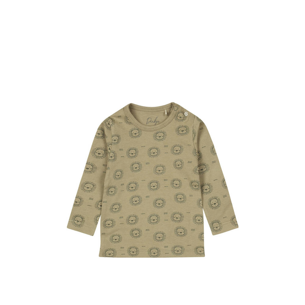 Groene jongens Dirkje baby longsleeve van stretchkatoen met lange mouwen en drukknoopsluiting