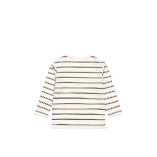 Dirkje baby gestreepte longsleeve wit blauw Jongens Stretchkatoen Ronde hals 50