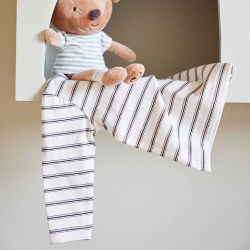 Dirkje baby gestreepte longsleeve wit blauw Jongens Stretchkatoen Ronde hals 50