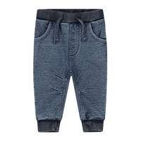 thumbnail: Blauwe jongens Dirkje broek van sweat materiaal met elastische tailleband met koord en effen