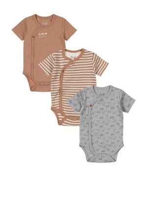 romper - bruin/grijs/wit (set van 3)
