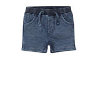 thumbnail: Blauwe jongens Dirkje short van sweat materiaal met elastische tailleband met koord en effen