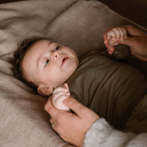 Dirkje baby longsleeve met printopdruk groenbruin Jongens Stretchkatoen Ronde hals 62