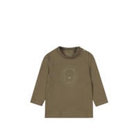 thumbnail: Groene jongens Dirkje baby longsleeve van stretchkatoen met printopdruk, lange mouwen, ronde hals en drukknoopsluiting