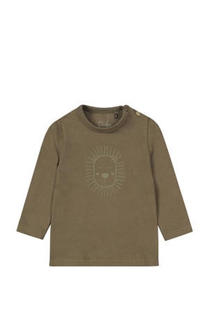 baby longsleeve met printopdruk groenbruin