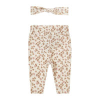 thumbnail: Dirkje babybroek + haarband lichtbruin/roze/ecru