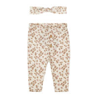 thumbnail: Lichtbruin, roze en ecru meisjes Dirkje babybroek + haarband van stretchkatoen met elastische tailleband
