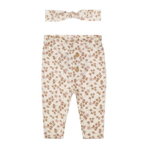 Dirkje baby broek + haarband lichtbruin/roze/ecru Meisjes Stretchkatoen