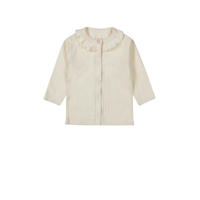 thumbnail: Ecru meisjes Dirkje baby longsleeve van katoen met effen, lange mouwen, peter pan-kraag, drukknoopsluiting en textuur